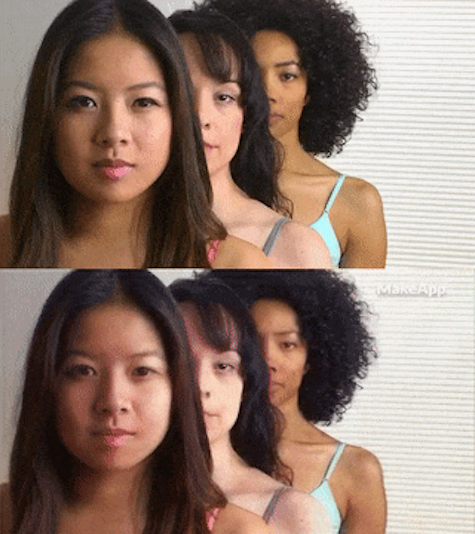 MakeApp 3.0 screenshot — AI based app that adds and removes makeup from any face