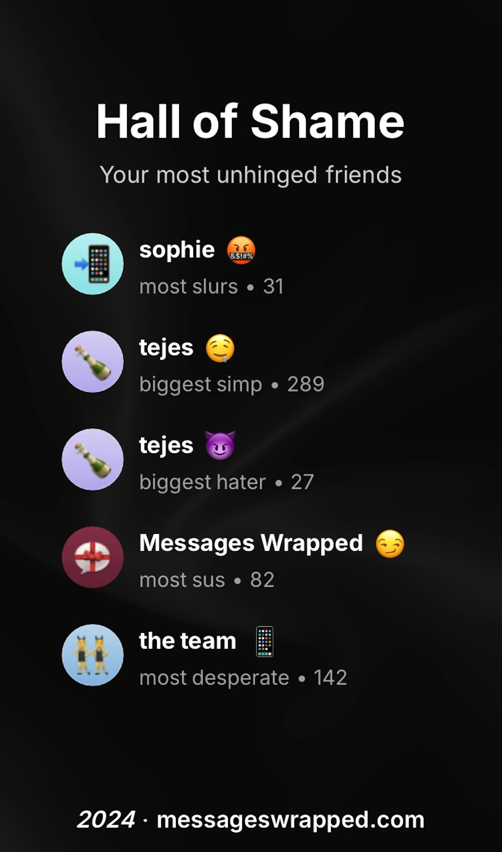Messages Wrapped screenshot — Spotify Wrapped, but for your texts