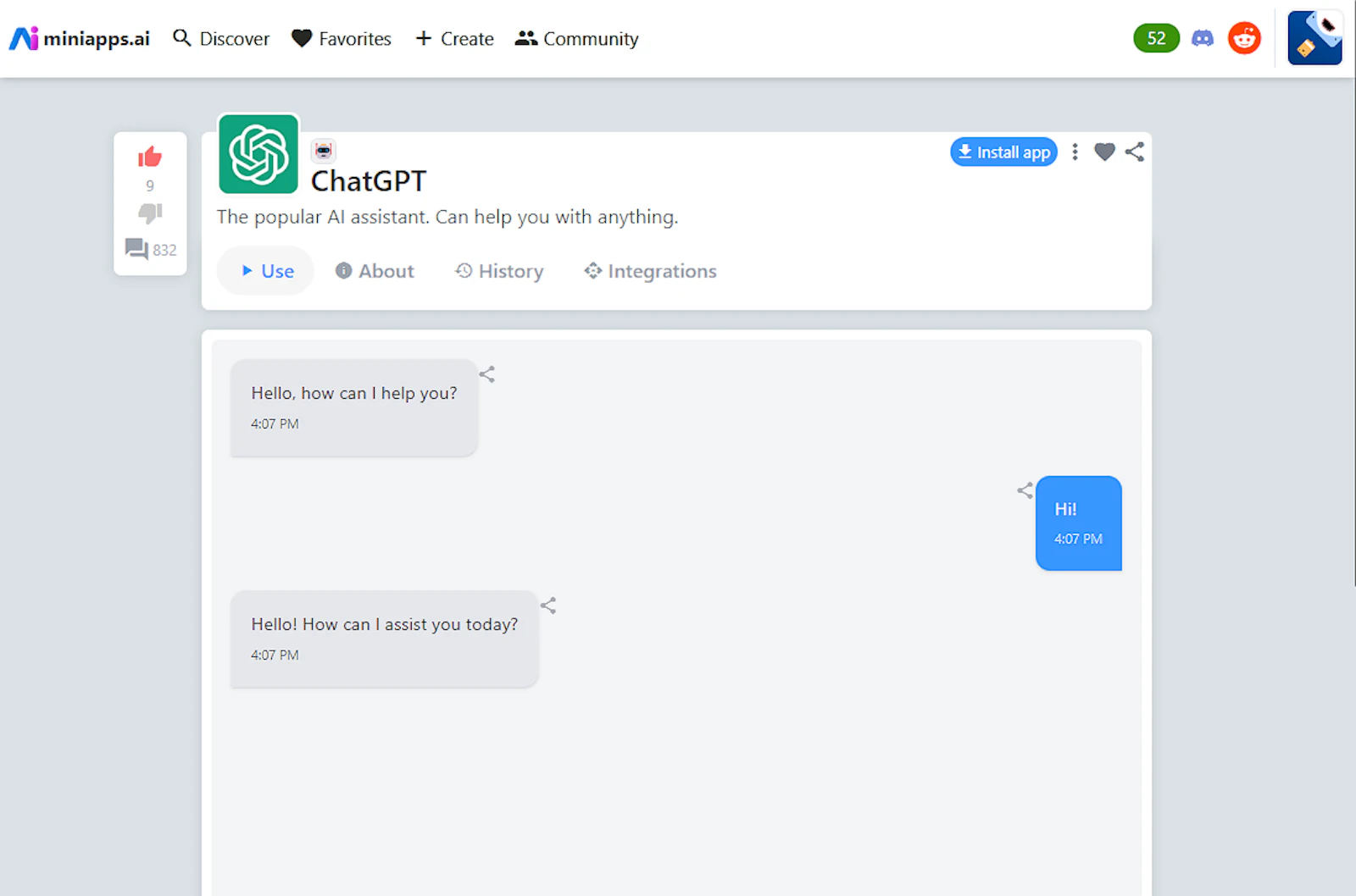 Miniapps.ai screenshot — Easily create and share AI-powered mini apps