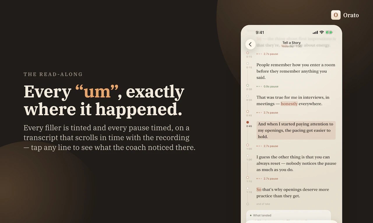 Orato screenshot — Practice speaking with AI.
