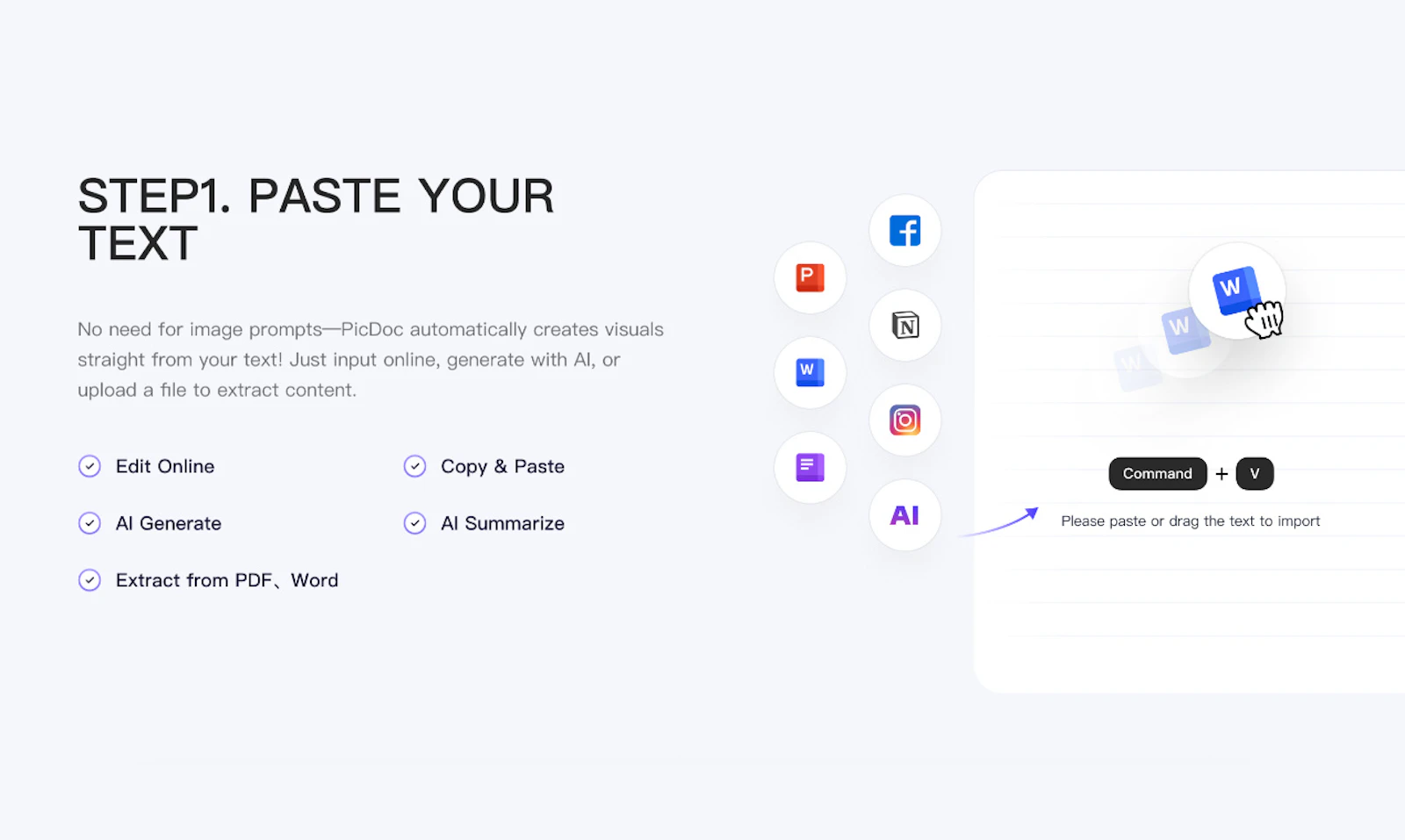 PicDoc screenshot — PicDoc turns text into professional charts in seconds