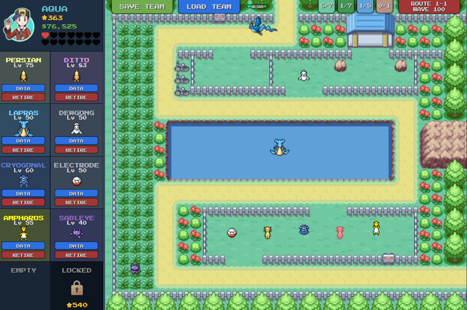 Pokepath TD screenshot — Pokémon-inspired tower defense with long-term progression