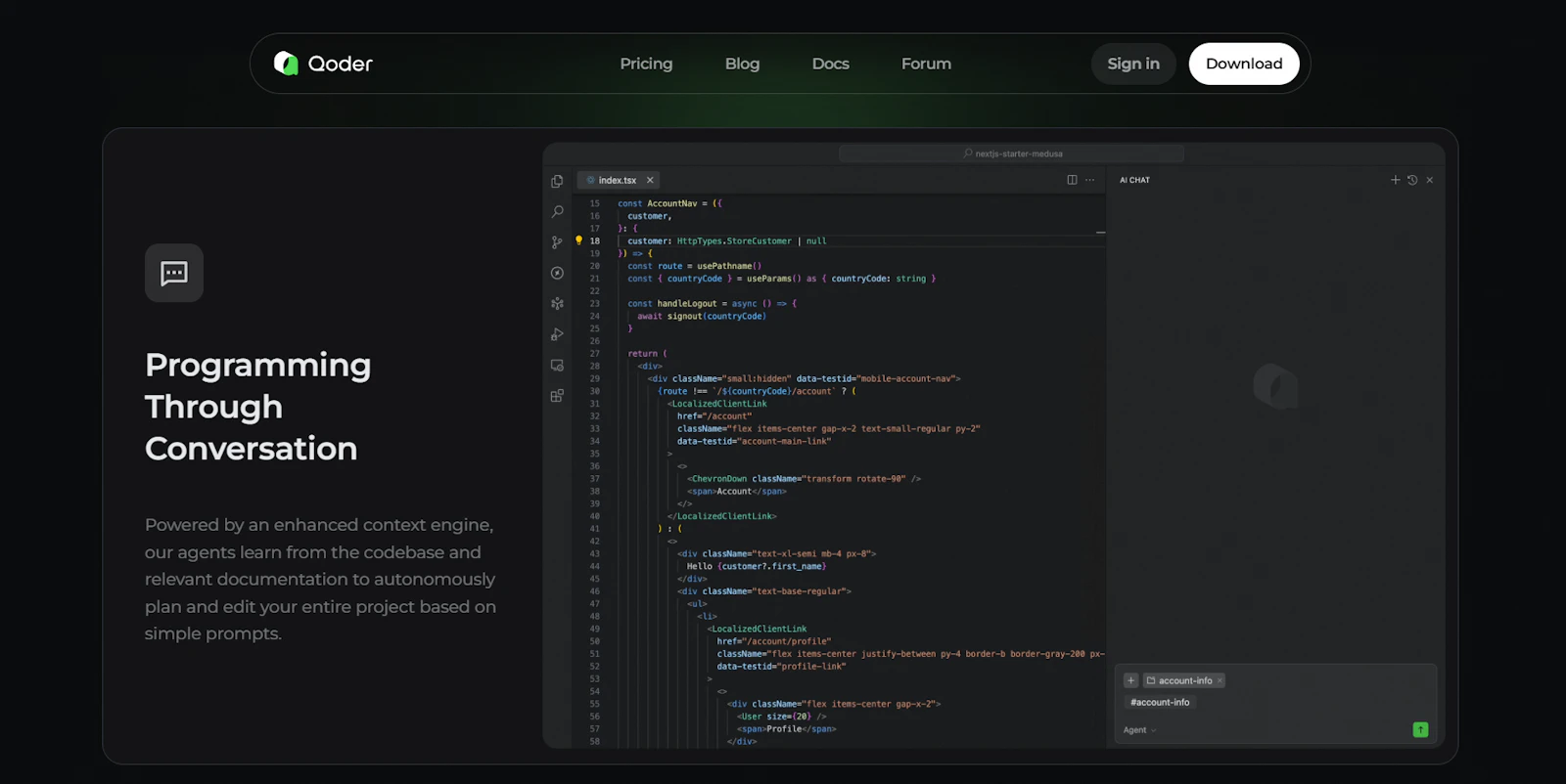 Qoder screenshot — Qoder is an agentic IDE for real software development.