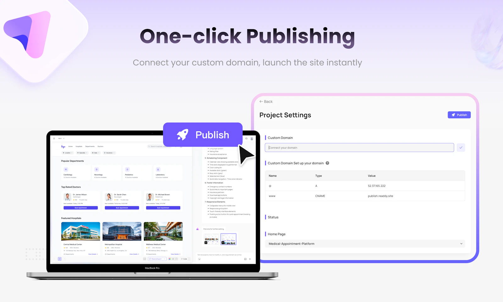 Readdy screenshot — Websites that stand out, built and published in minutes
