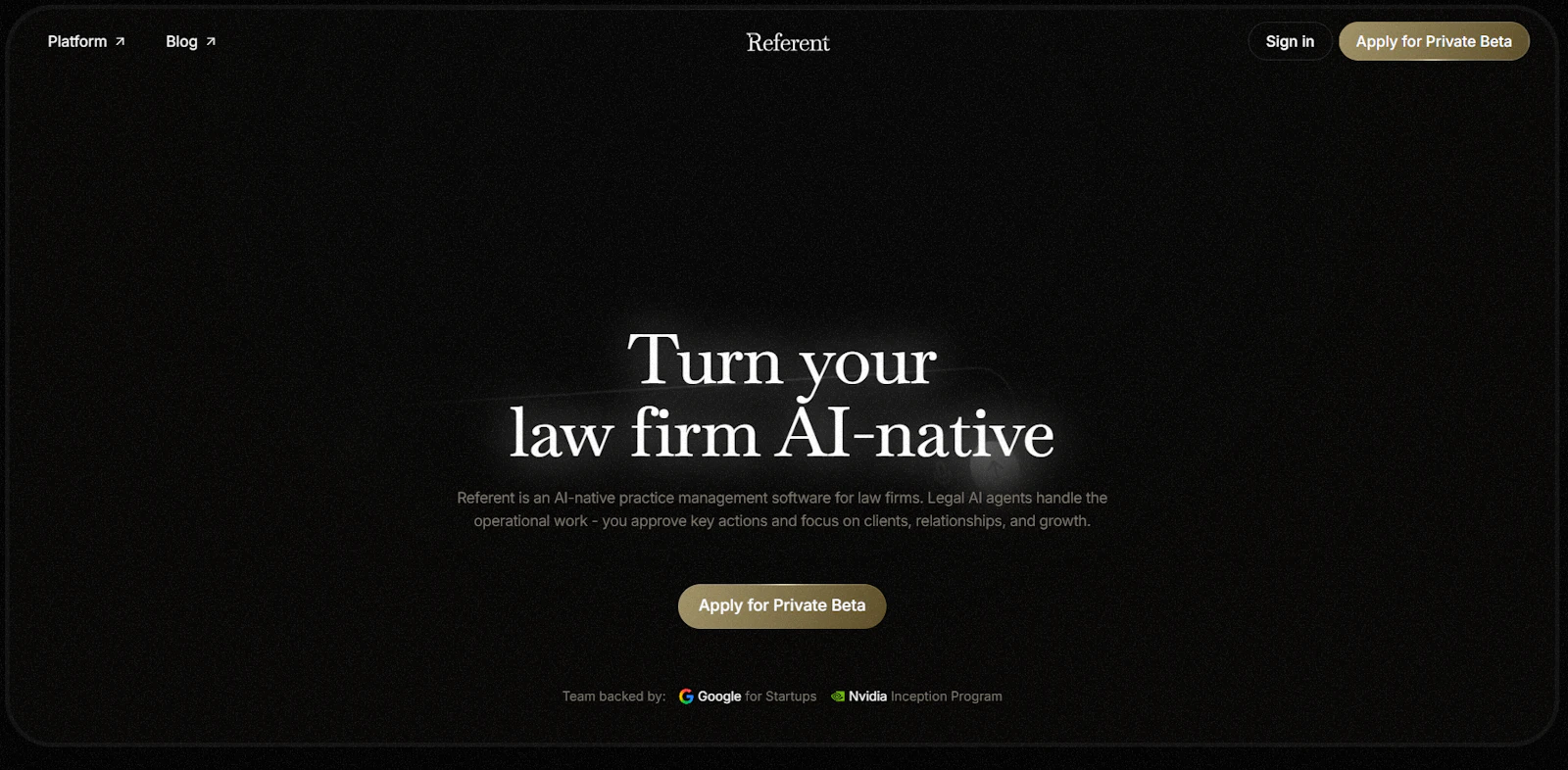 Referent screenshot — Legal AI Agents Platform for Lawyers and Law Firms