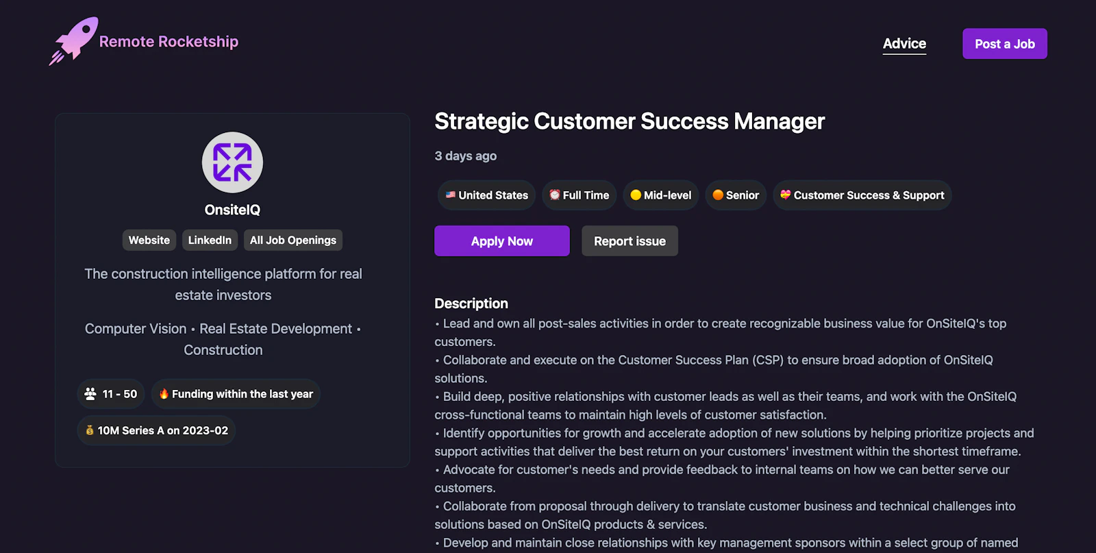 Remote Rocketship screenshot — The remote job board with 18k+ tech jobs
