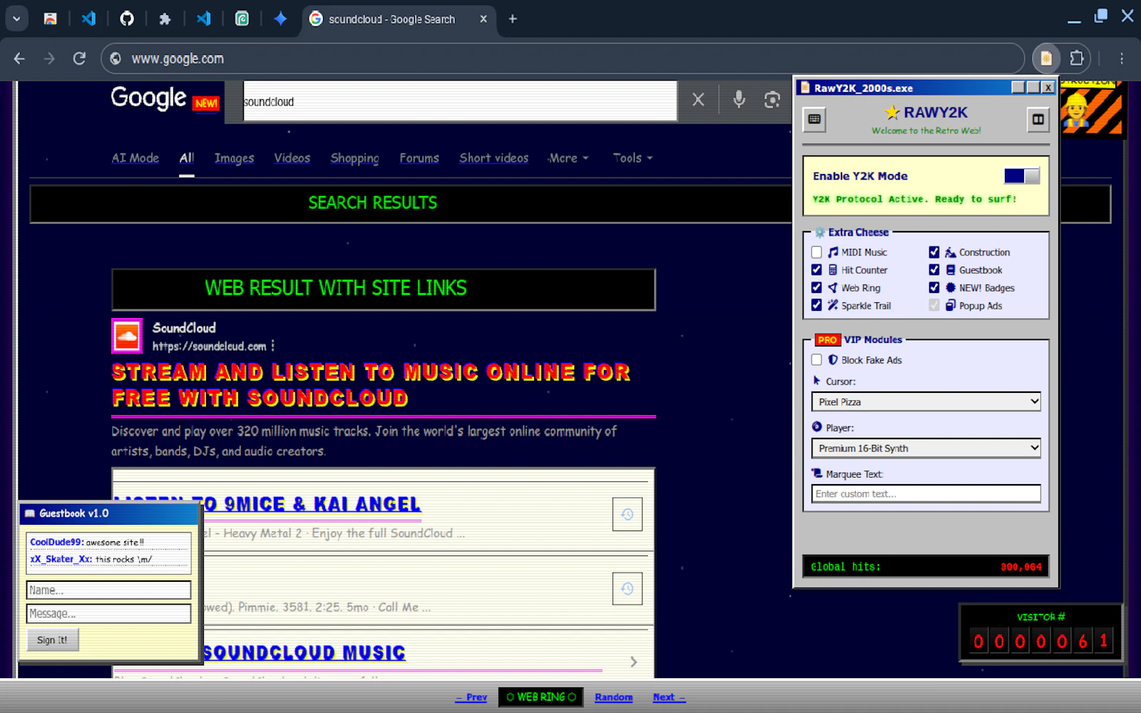 Retro Y2K Theme screenshot — Customize any website with a vintage 90s & Y2K retro theme