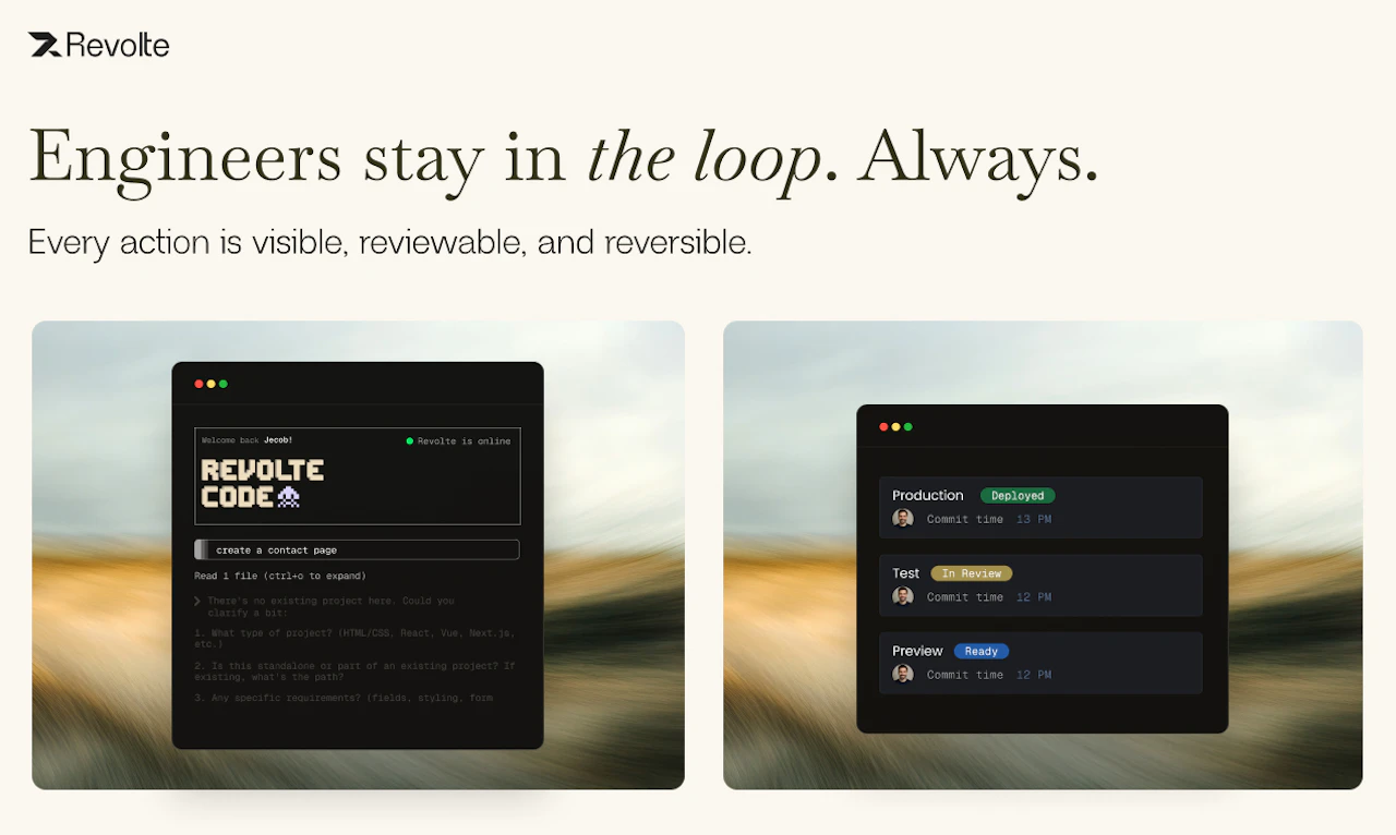 Revolte screenshot — AI for Software Engineering