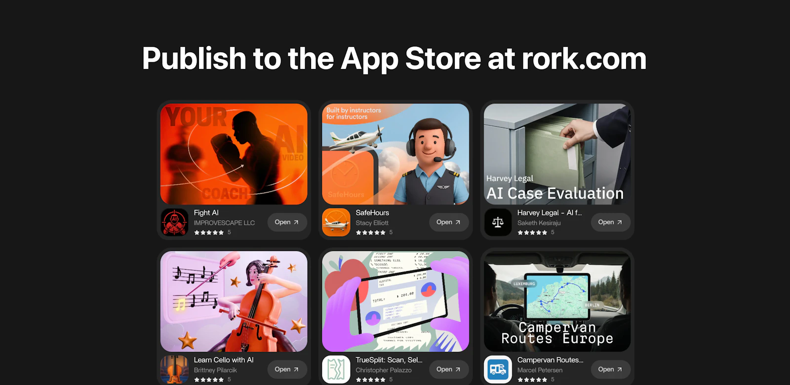 Rork App screenshot — Idea to App Store, fast. The app that makes mobile apps