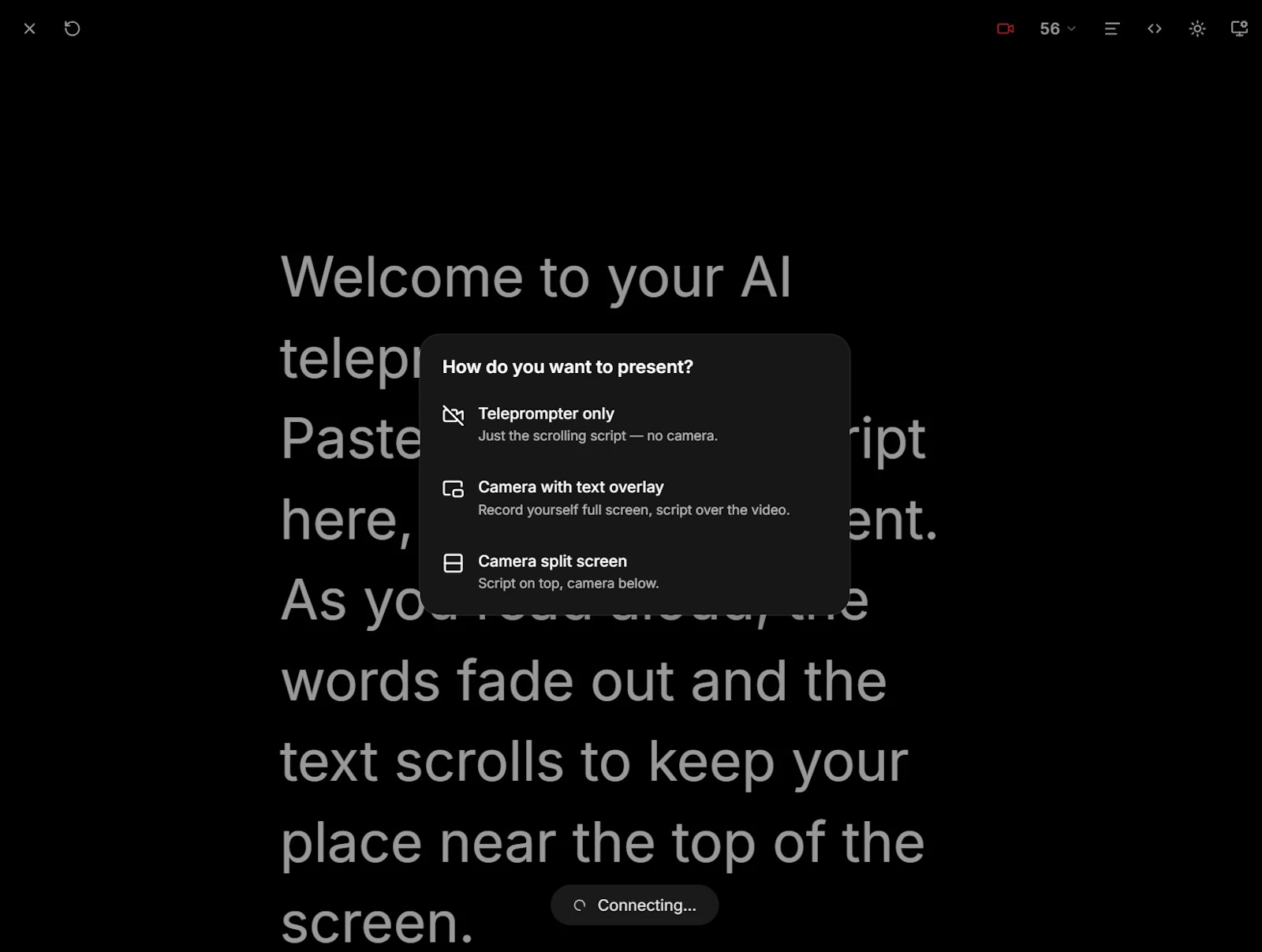Sayscroll screenshot — The AI Teleprompter that scrolls as you speak