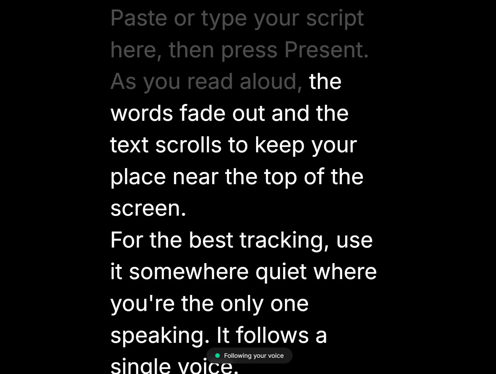 Sayscroll screenshot — The AI Teleprompter that scrolls as you speak