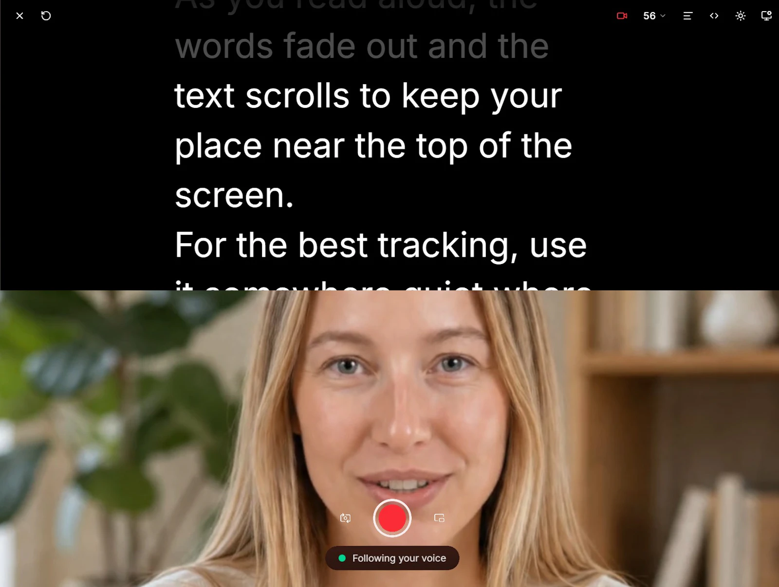 Sayscroll screenshot — The AI Teleprompter that scrolls as you speak