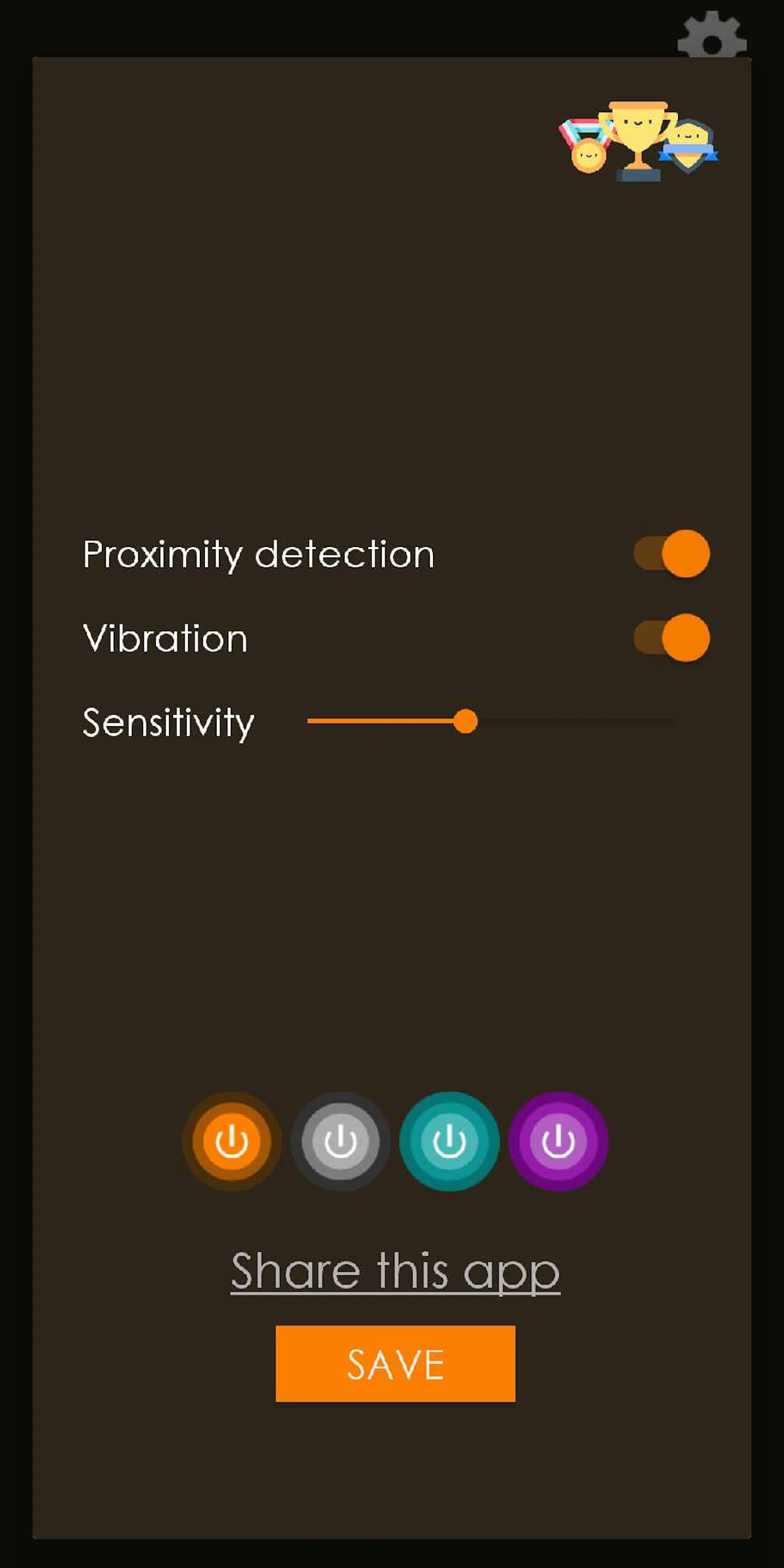 Shake Light screenshot — App that turns on the flashlight with a shake of the phone