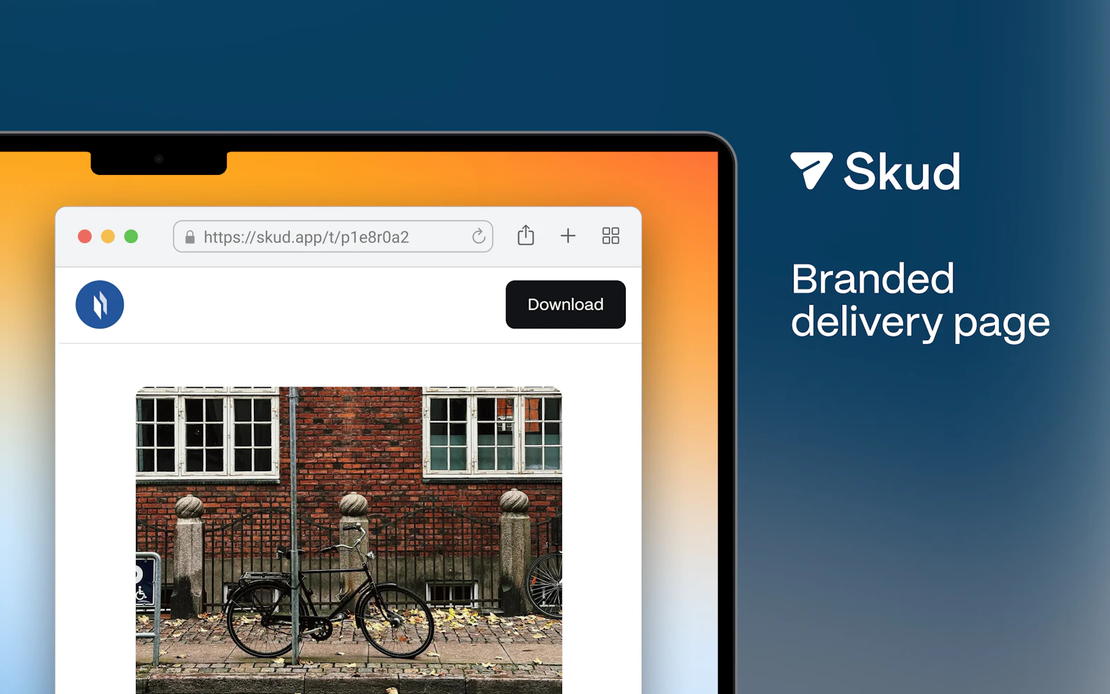 Skud screenshot — Menubar file delivery with your brand and tracking
