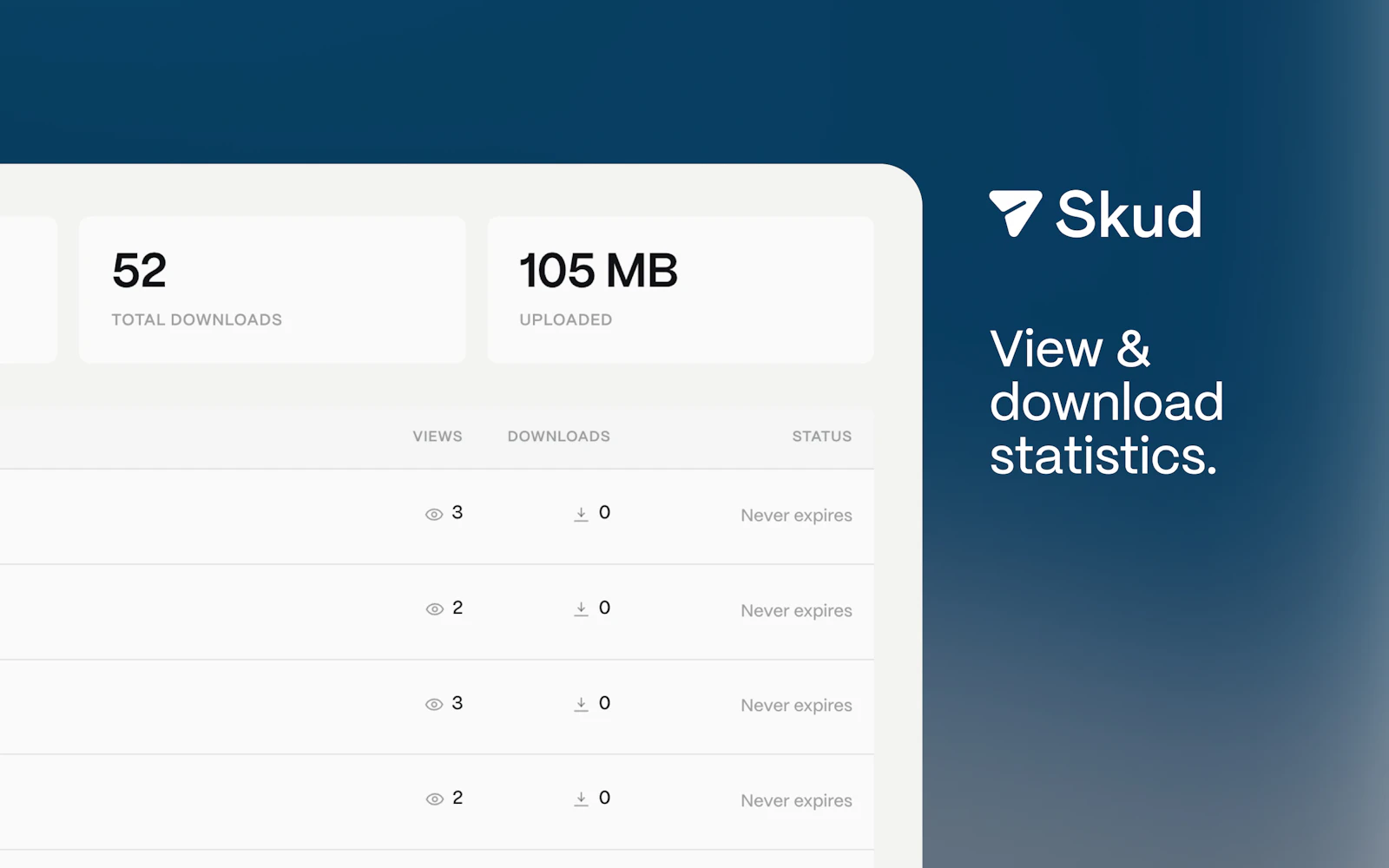 Skud screenshot — Menubar file delivery with your brand and tracking