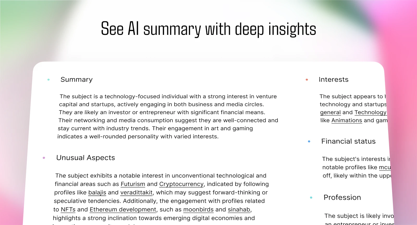 Socialprofiler screenshot — Find out what people are into based on their social media
