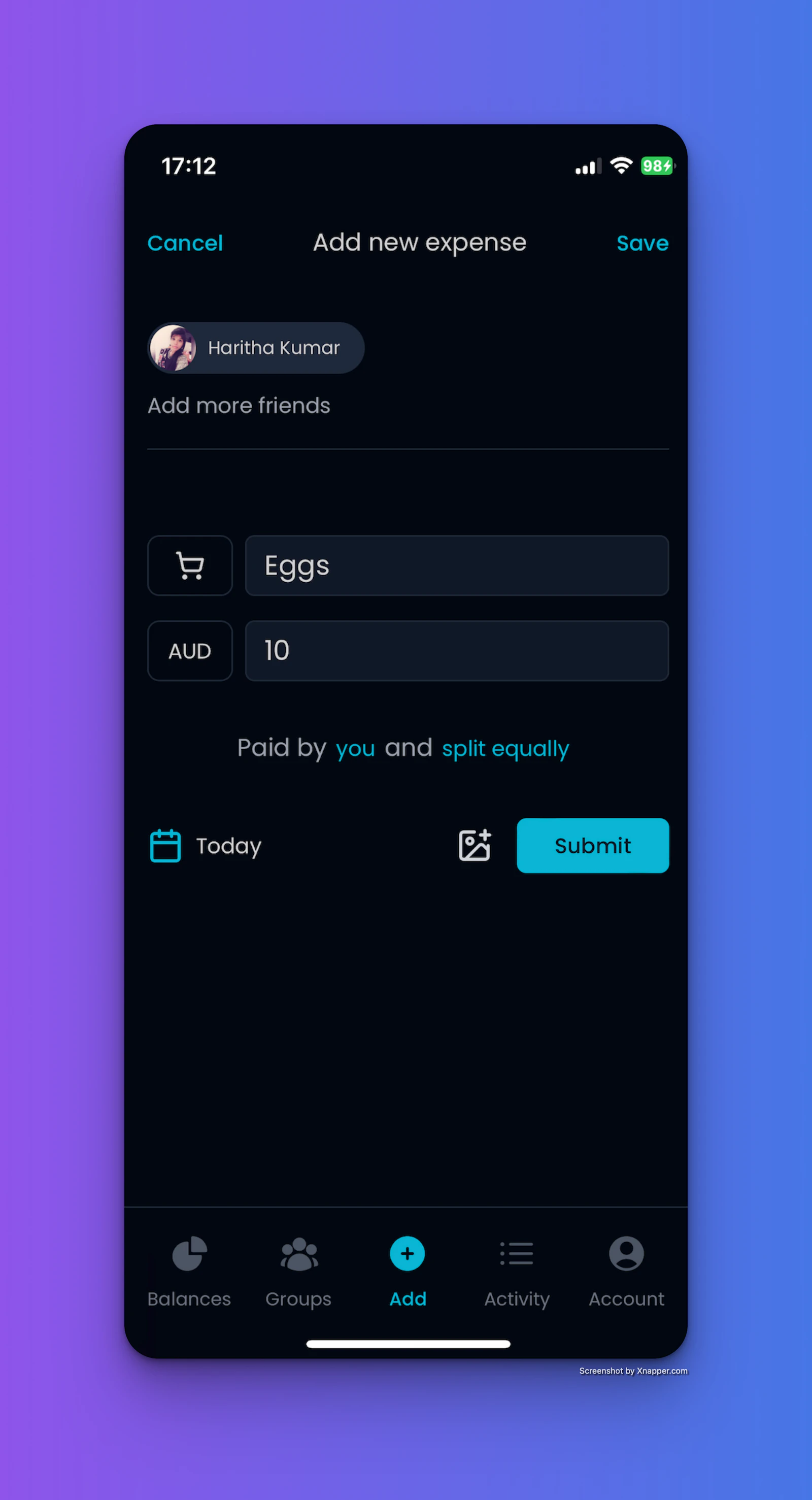 Splitpro screenshot — Free drop in replacement  to Splitwise