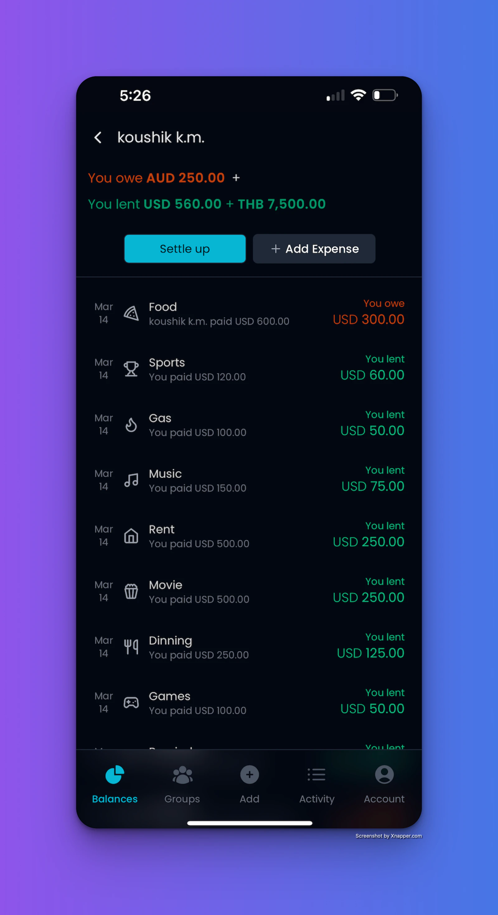 Splitpro screenshot — Free drop in replacement  to Splitwise