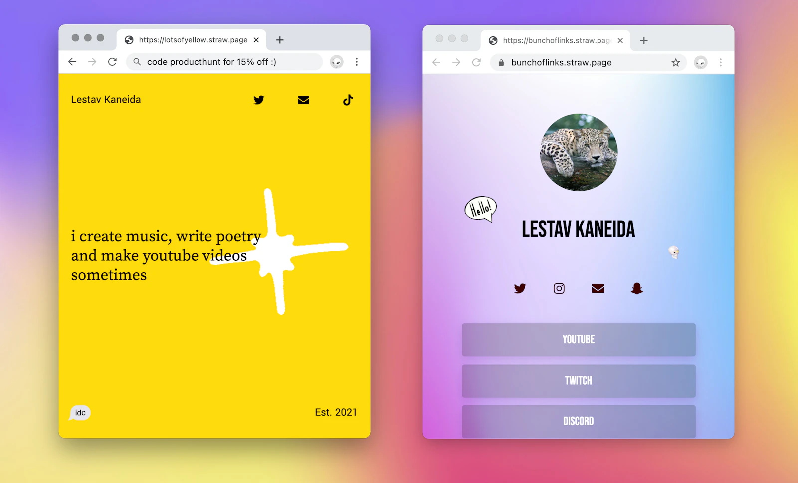 Straw.Page screenshot — Extremely simple website builder
