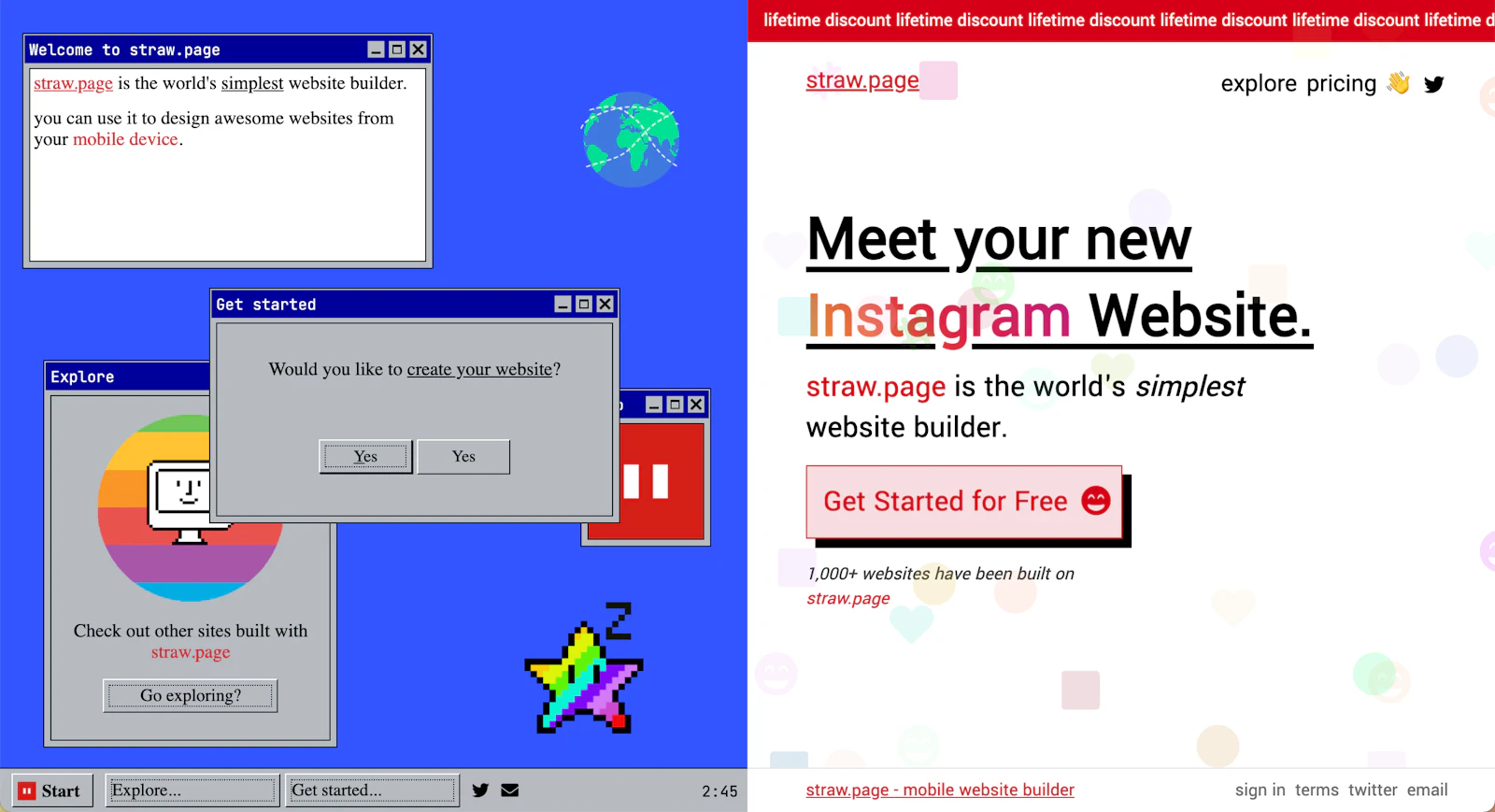 Straw.Page screenshot — Extremely simple website builder
