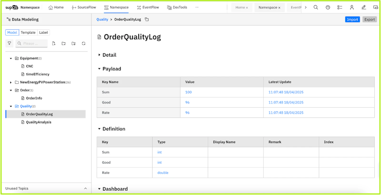 supOS screenshot — Open Source Industrial Data Platform