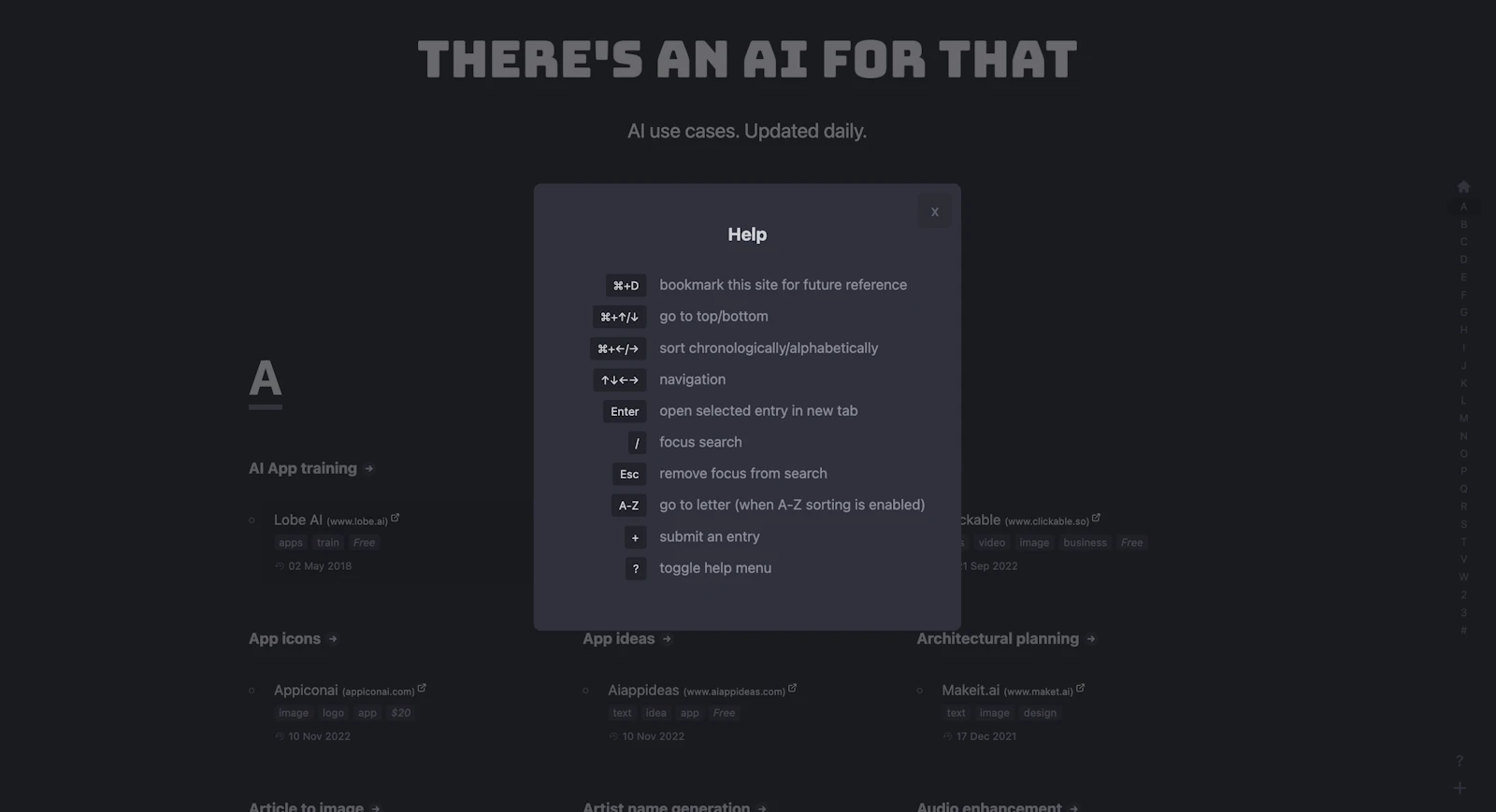 There's An AI For That screenshot — Discover the newest AIs for any given task
