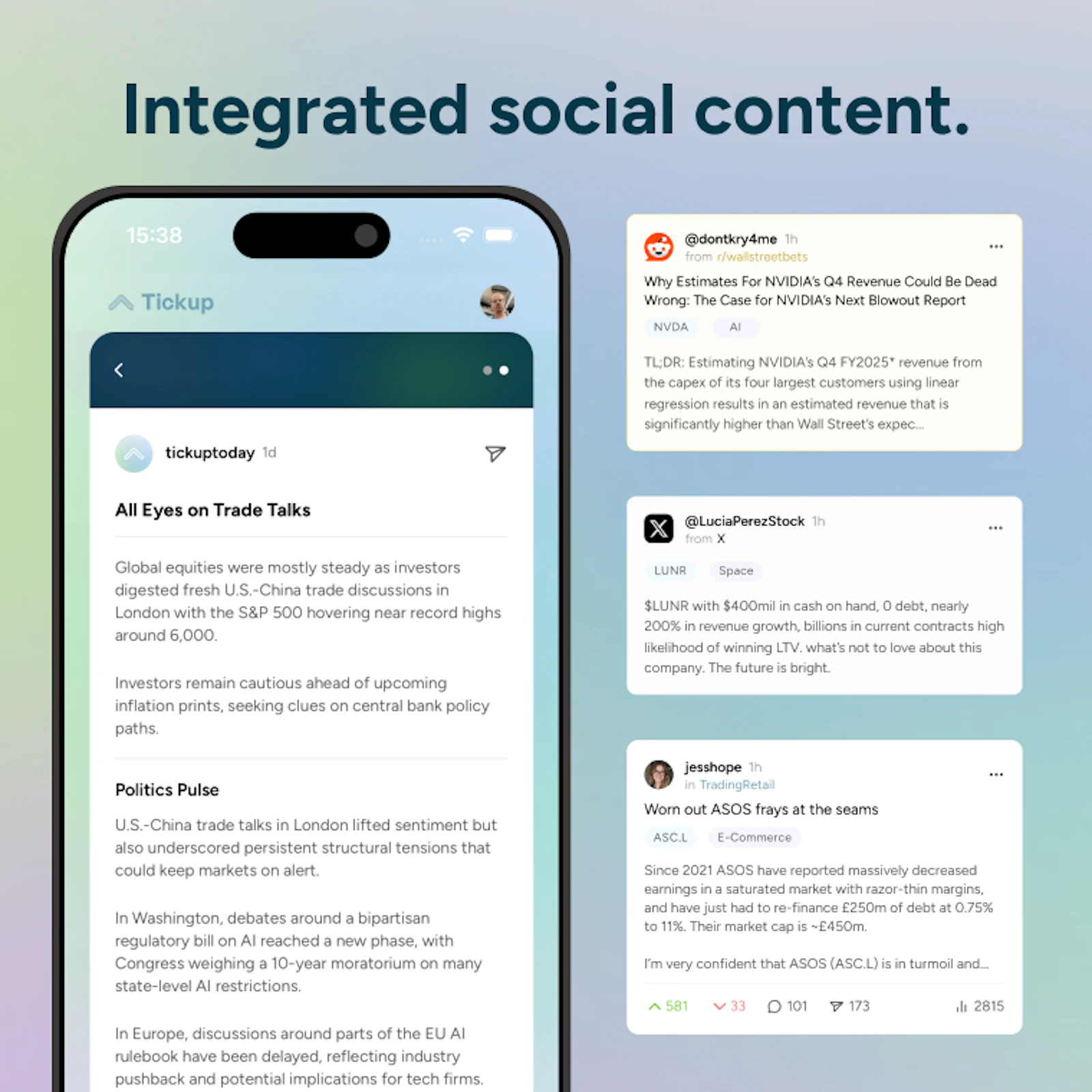 Tickup screenshot — Tinder for stocks