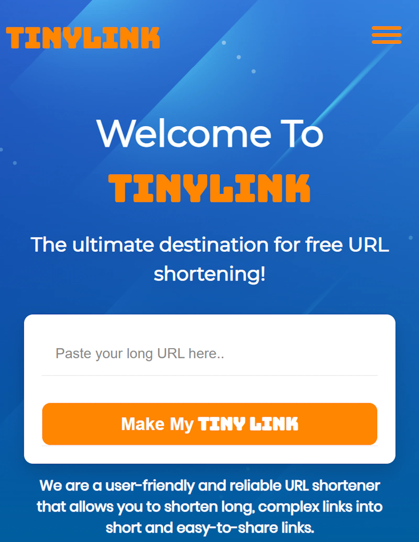 Tinylink screenshot — Shorten the web, expand possibilities