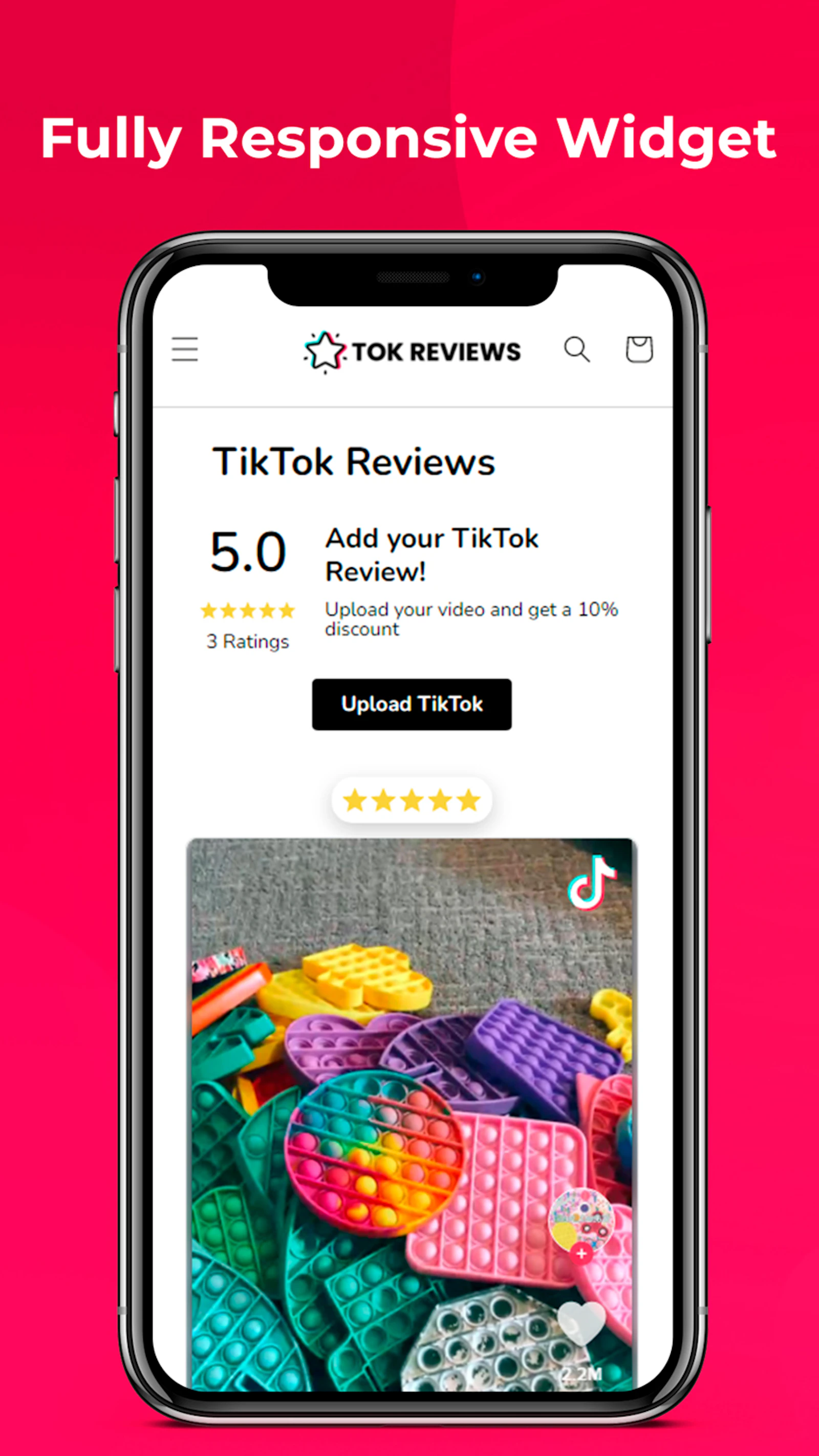 Tok Reviews screenshot — Let your clients add their TikToks to your Shopify products