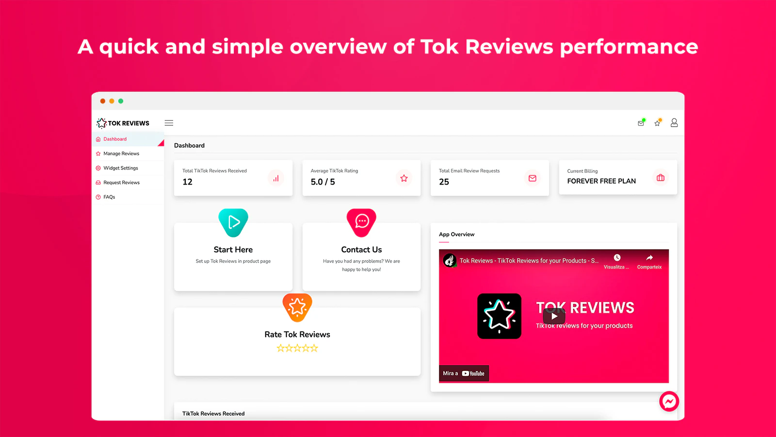 Tok Reviews screenshot — Let your clients add their TikToks to your Shopify products