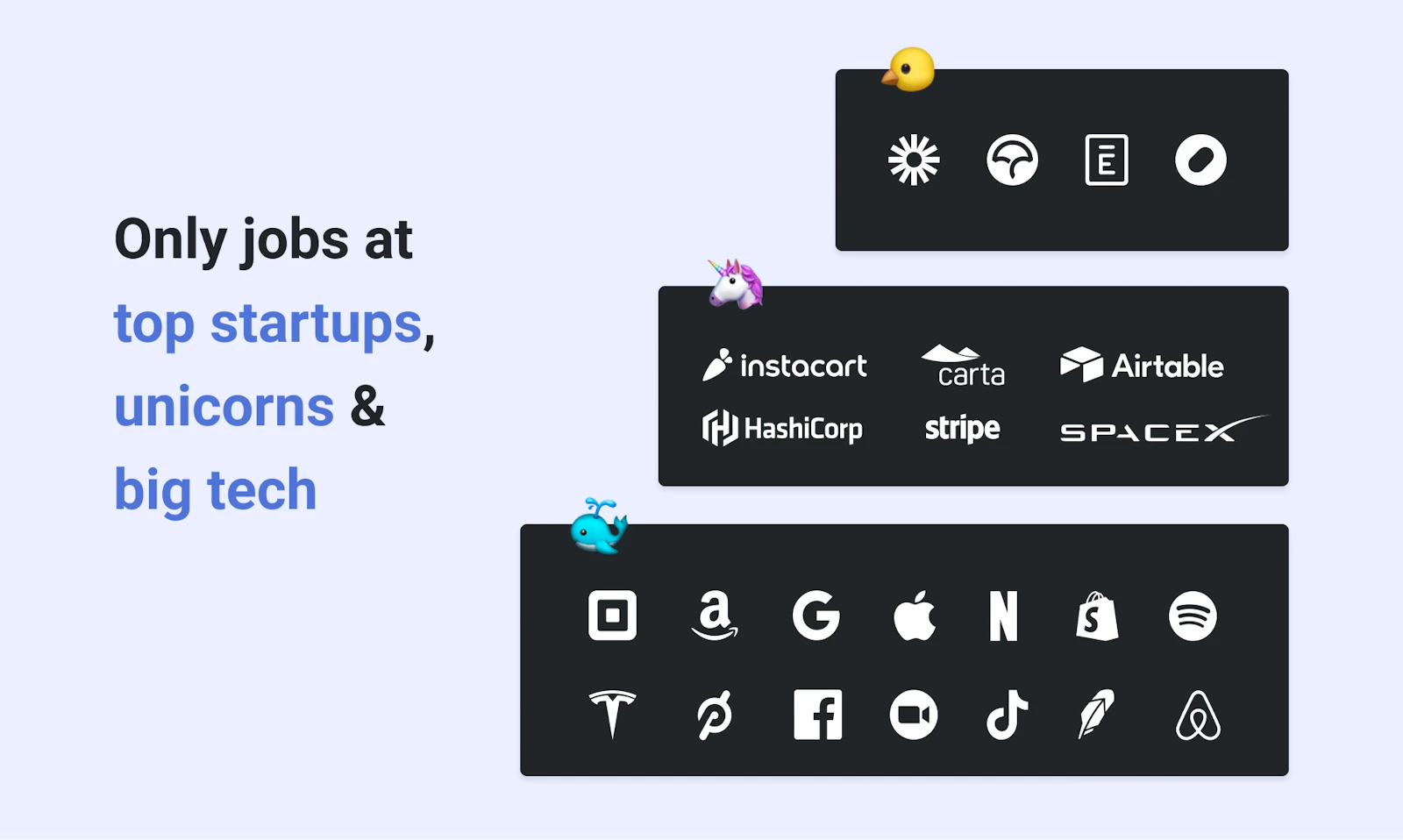 TrueUp Tech Job Marketplace screenshot — 360,000+ open jobs at top startups, unicorns, and big tech