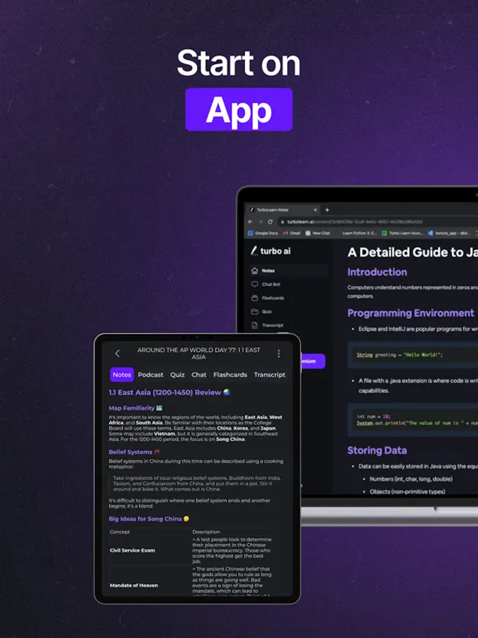 Turbo AI screenshot — Turn anything into notes, flashcards, quizzes, and more!