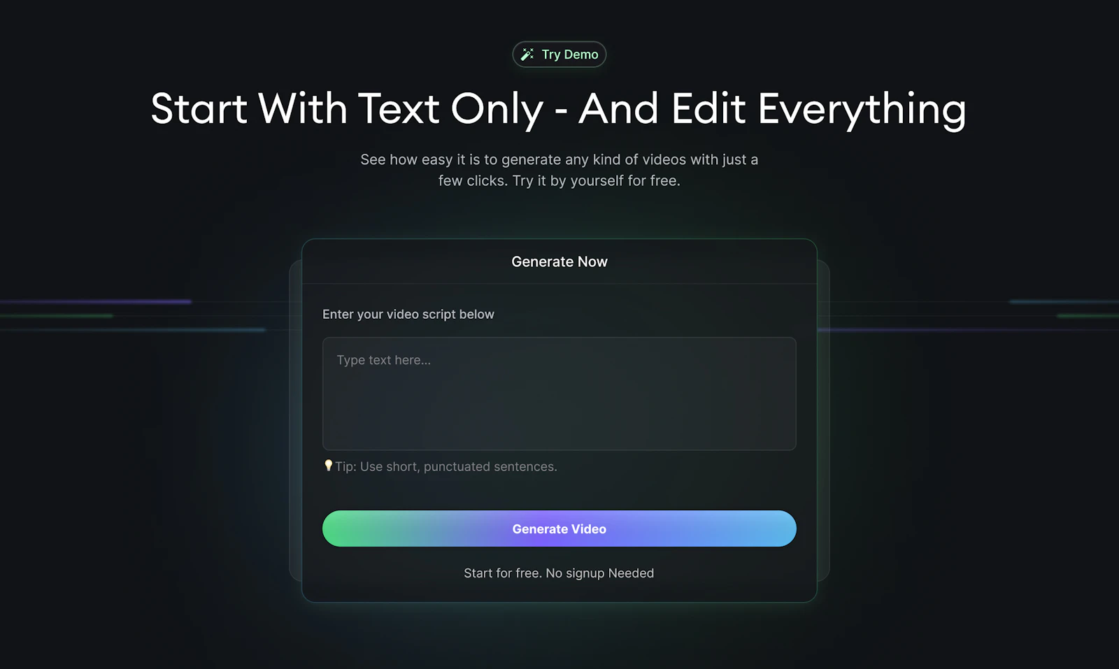 Typeframes screenshot — Video creation for makers