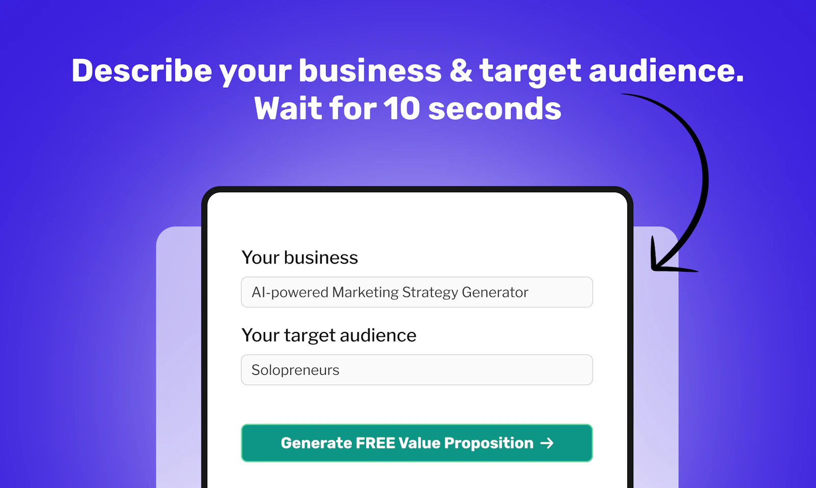 Value Proposition Generator screenshot — Turn your idea into a profitable business