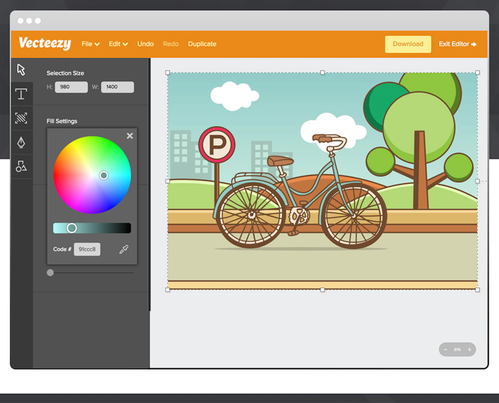 Vecteezy Editor screenshot — Free online vector editor