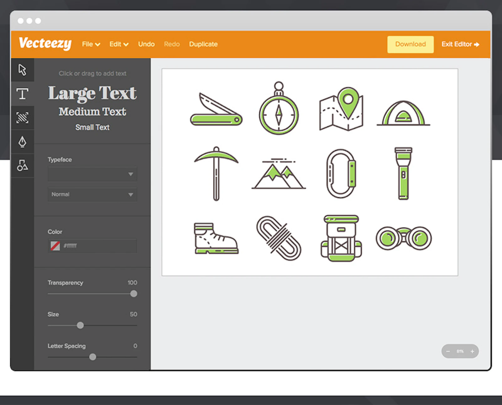 Vecteezy Editor screenshot — Free online vector editor