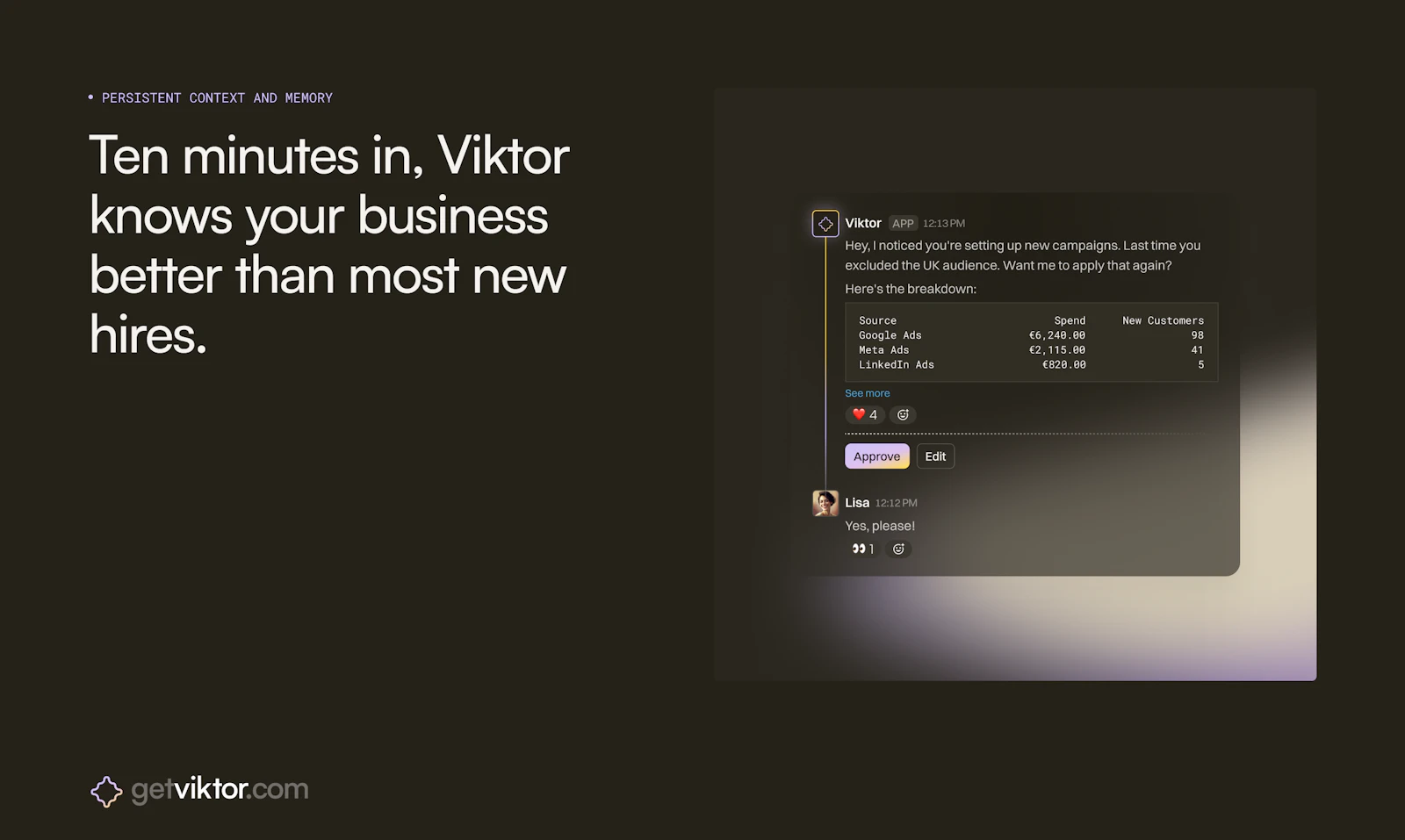 Viktor.com screenshot —  Your AI Coworker that proactively executes tasks