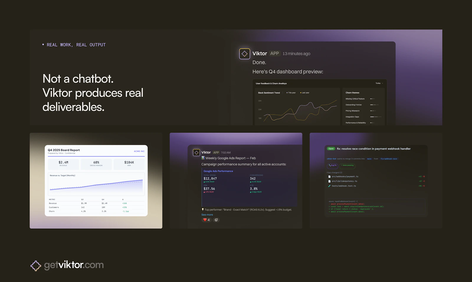 Viktor.com screenshot —  Your AI Coworker that proactively executes tasks