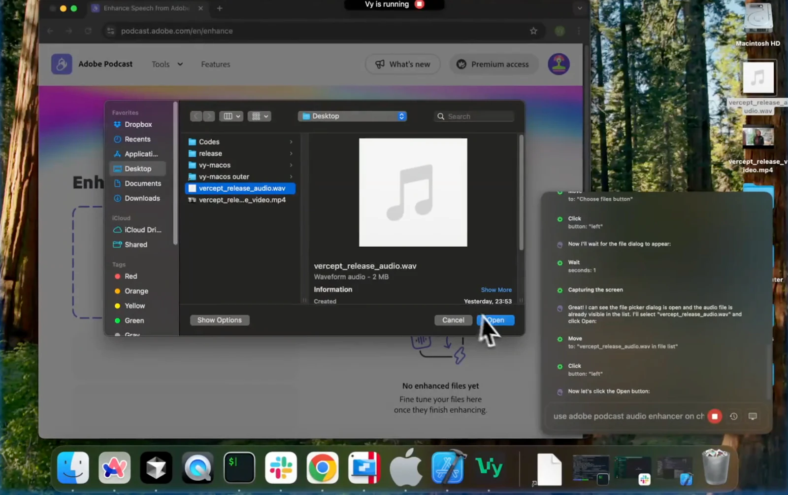 Vy by Vercept screenshot — AI agent that does tasks on your Mac
