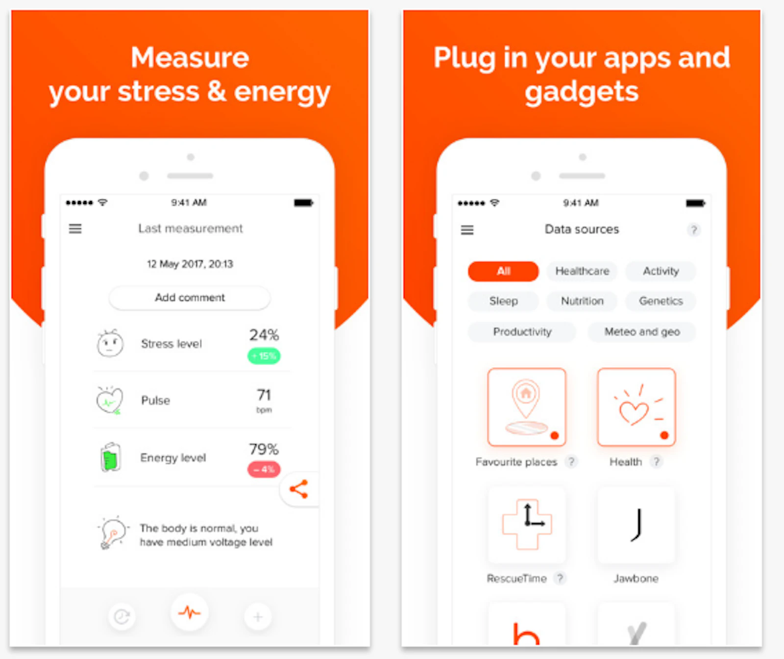 Welltory screenshot — Measure and manage your stress & energy