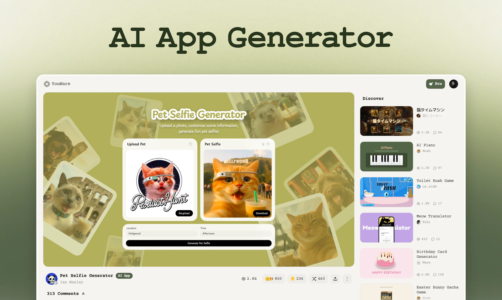 YouWare screenshot — World's first vibe coding community