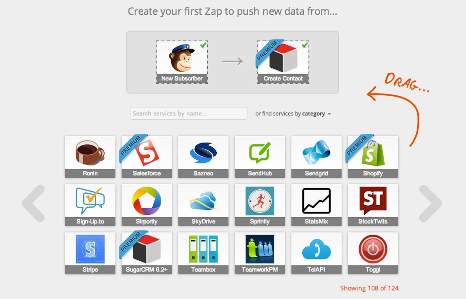 Zapier screenshot — Connect and automate 500+ web apps