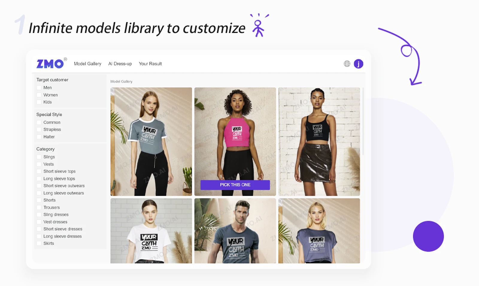 ZMO screenshot — High-quality on-model imagery generated by AI