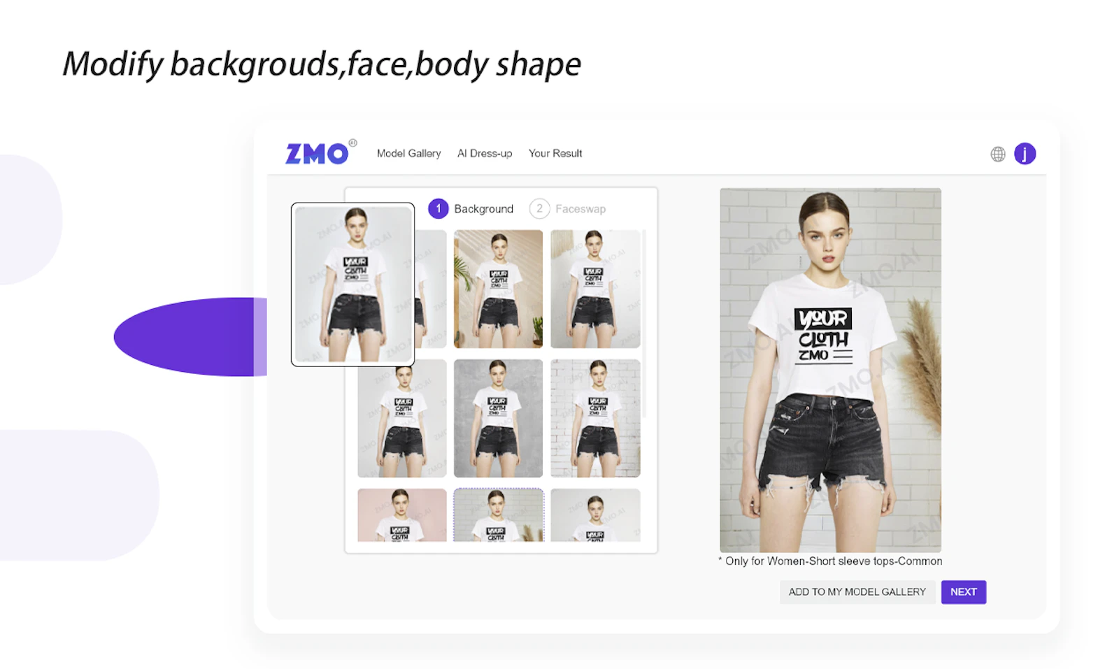ZMO screenshot — High-quality on-model imagery generated by AI