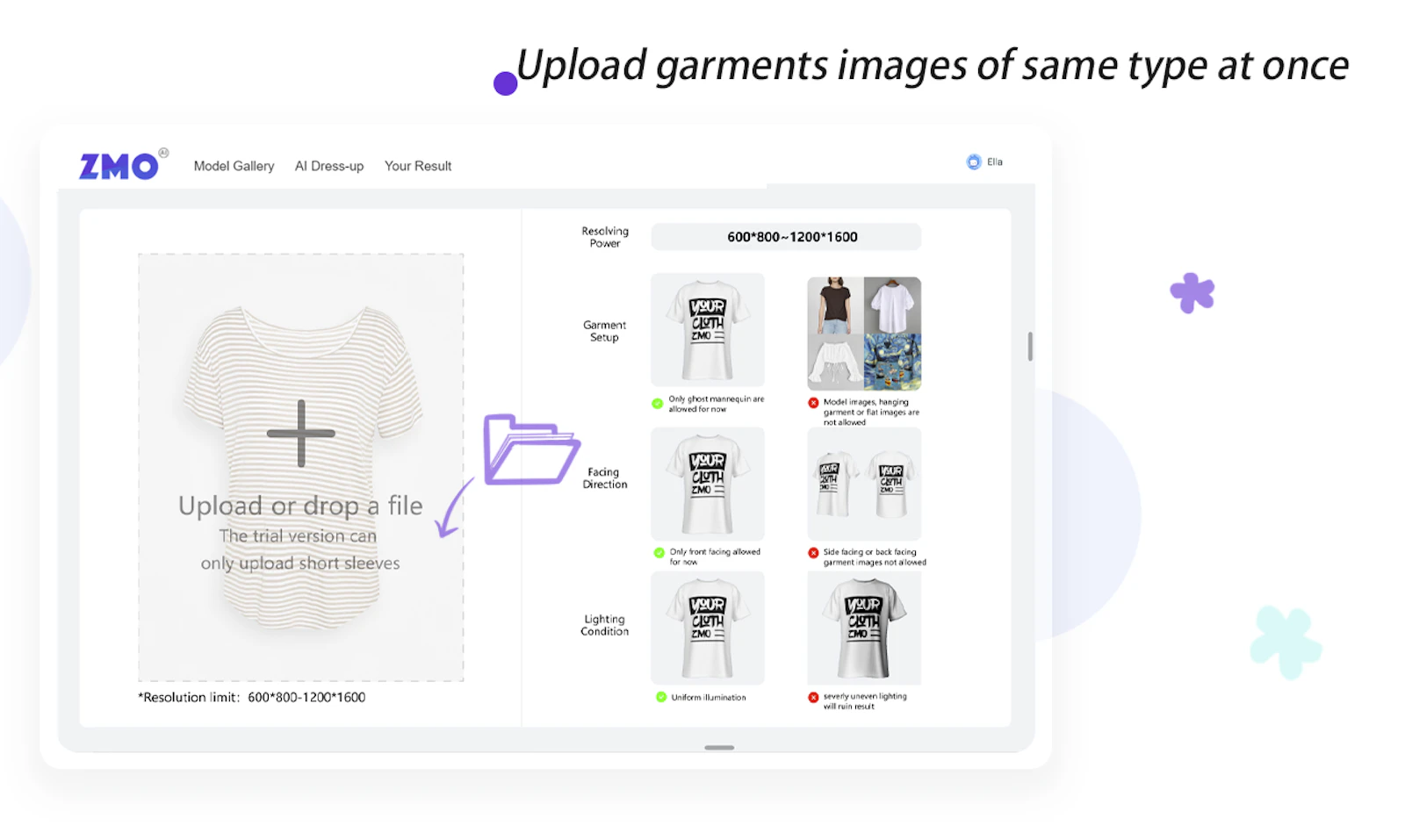 ZMO screenshot — High-quality on-model imagery generated by AI